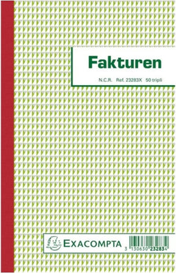 Exacompta facturen, ft 21 x 13,5 cm, tripli, verticaal, Nederlandstalig