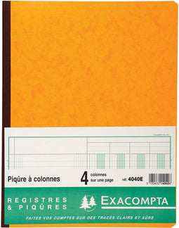 Exacompta registers, ft 32 x 25 cm, 4 kolommen op 1 bladzijde, 31 lijnen, 80 bladzijden