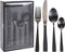 Excellent Houseware Bestekset zwart - 4 personen - 16 delige set