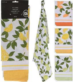 Excellent Houseware Katoenen Theedoeken met Print 45x70 cm 3 Stuks Assorti
