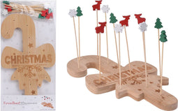 Excellent Houseware - Kerst serveerplateau - Kerstdecoratie - Tapasplank - Tapasprikkers