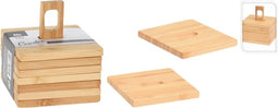 Excellent Houseware - Onderzetters voor glazen - 6st - bamboo - 9x9 cm