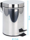 Excellent Houseware Pedaalemmer - vuilnisbak - 3 liter - zilver - RVS - 17 x 25 cm