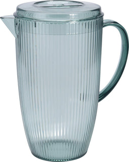 Excellent Houseware Sapkan/schenkkan karaf met deksel - 2.5 liter/2500 ml - transparant groen - kunststof - 27 cm