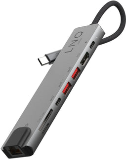 Linq LQ48010 - Pro Multiport Hub 8in1 USB-C - 4K/60Hz HDMI Gigabit Ethernet - Grijs
