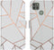 iMoshion Hoesje Geschikt voor Motorola Moto G9 Power Hoesje Met Pasjeshouder - iMoshion Design Softcase Bookcase - Wit / Meerkleurig / Goud / White Graphic
