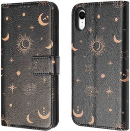 iMoshion Hoesje Geschikt voor iPhone Xr Hoesje Met Pasjeshouder - iMoshion Design Bookcase smartphone - Zwart / Sky Black