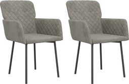 vidaXL - Eetkamerstoelen - 2 - st - fluweel - lichtgrijs