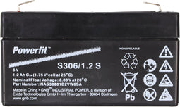 Exide Powerfit S306 / 1.2S loodbatterij met Faston 4,8 mm 6V, 1200mAh