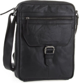 Leren A5 Crossbodytas met tabletvak - Nebraska - Zwart