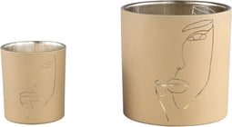 PTMD Esha Windlicht - 15 x 15 x 15 cm - Glas - Beige