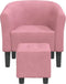 Kuipstoel met voetenbank fluweel roze