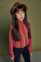 NONO Tipi - Meisjes Blouse - Gestreept met smock col - Maat 134/140