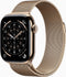 Apple Watch Series 11 - Smartwatch - GPS + Cellular - 42mm - Gouden titanium kast - Gouden Milanese Loop-band