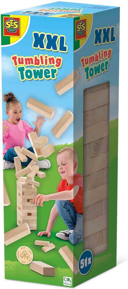 SES Creative Tuimeltoren XXL - 51 delige set grote houten blokken - voor buiten spelen (51 stuks)