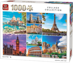 King - Collage 1000 puzzelstukjes - Steden - Multicolor