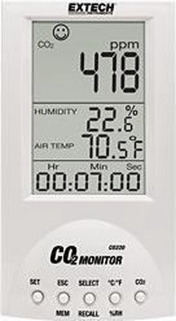 Extech CO220 - CO2 meter - NDIR sensor - koolstofdioxide