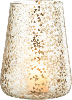 J-Line windlicht Driehoek - glas - transparant/goud - extra large