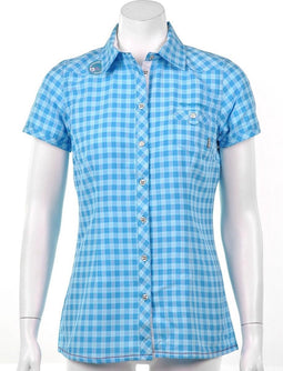 Exxtasy - Dumont - Dames Blouse - 38 - Lichtblauw/Roze