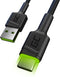 Oplaad kabel GC Ray USB - USB-C 200cm met ingebouwd groen LED licht, Fast Charging -Ultra Charge - QC 3.0.