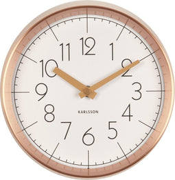 Karlsson wandklok Convex met koperkleurige rand - Kleur - Wit