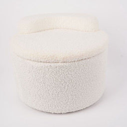 Kinderpoef - Opbergruimte - Fleece afwerking - Wit met Crème