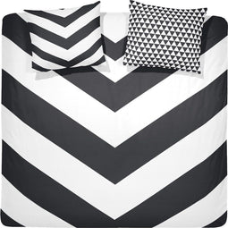 Damai Chevron - Dekbedovertrekset katoen 240 x 200/220 cm - Dubbelzijdig - Zwart (2 stuks)