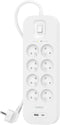 Belkin Connect - Beveiligde stekkerdoos - 8x Geaarde stekkers + 2x USB-A + 900J overspanningsbeveiliging - Wit