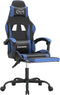 vidaXL - Gamestoel - draaibaar - met - voetensteun - kunstleer - zwart - en - blauw