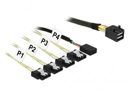 Delock 85732 - SAS-kabel - Mini SAS HD naar 4 SATA - Groen Zwart