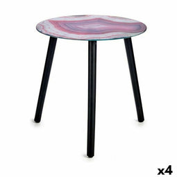 Bijzettafel Marmer Zwart Roze Kristal 40 x 41,5 x 40 cm (4 Stuks)
