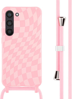 iMoshion Hoesje Geschikt voor Samsung Galaxy S23 Hoesje Met Koord - iMoshion Siliconen design hoesje met koord - Roze / Retro Pink