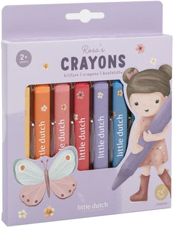 Little Dutch Rosa & Friends - Waskrijtjes - 8 dikke driehoekige krijtjes - bevordert creativiteit (8 stuks)