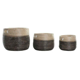 Basket spelset DKD Home Decor Natuurlijk Grijs Zeegras (3 pcs) (37 x 37 x 40 cm)