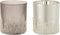 J-Line theelichthouder Suiker Frosted - glas - grijs/zilver - large - 2 stuks