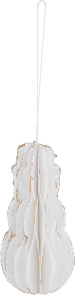 J-Line kersthanger Sneeuwman - katoen maché - wit/goud - 2 stuks