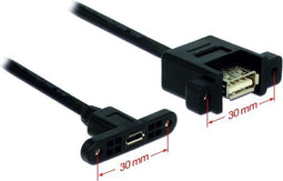 Delock USB 2.0 Micro-B/A - Inbouw adapter - 0.25m - Zwart