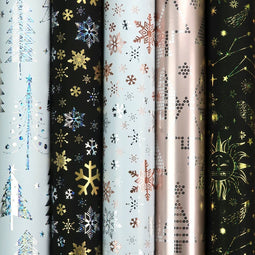 NORDIC LIGHTS Metallic cadeaupapier - Inpakpapier kerst - 6 rollen 150 x 70 cm (6 stuks)