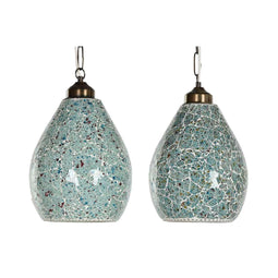 Plafondlamp Home ESPRIT Groen Hemelsblauw Metaal Kristal 25 W 23 x 23 x 66 cm (2 Stuks)
