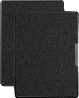 Lunso - Geschikt voor Kobo Aura H20 edition 1 hoes (6.8 inch) - Vegan Saffiano Leren sleepcover Clip - Zwart