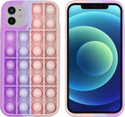 iMoshion Hoesje Geschikt voor iPhone 11 Hoesje Siliconen - iMoshion Pop It Fidget Toy - Pop It hoesje - roze