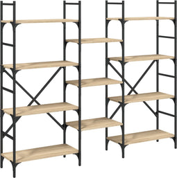 vidaXL - Boekenkast - 160x28,5x136,5 - cm - bewerkt - hout - sonoma - eikenkleurig
