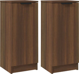 vidaXL - Dressoirs - 2 - st - 30x30x70 - cm - bewerkt - hout - bruin - eikenkleur