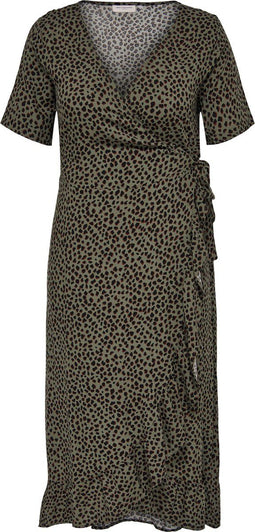 ONLY CARMAKOMA CARFRIDA - Lange wrap jurk - Animal print - Zwart