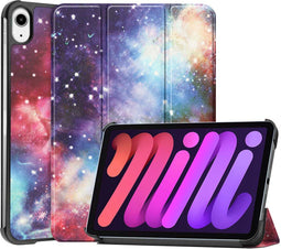 iMoshion Tablet Hoes Geschikt voor iPad Mini 6 (2021) - iMoshion Design Trifold Bookcase - Paars /Space