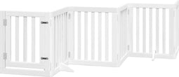 vidaXL - Hondenhek - inklapbaar - met - deur - 6 - panelen - 300 - cm - populierhout - wit