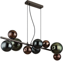 Globo RIHA - hanglamp - grote eettafellamp - multicolor glas - G9 - 56142-9H