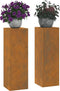 vidaXL - Buiten - Plantenstandaard - Pillar - 2 - stuks - 24x24x75 - cm - Weerbestendig - Staal