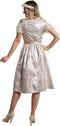 Dressforfun Midi-Dirndl Traunstein 2 XL - Verkleedkostuum - Ruches en strass-steentjes - Beige en zilver