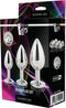 Dream Toys - Aluminium anaalplug set met siersteen 3 delig Gleaming Love - Zilver